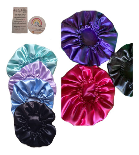 Set Ondas Sin Calor+broche+funda De Almohada+cofia Antifrizz Rosa Chicle