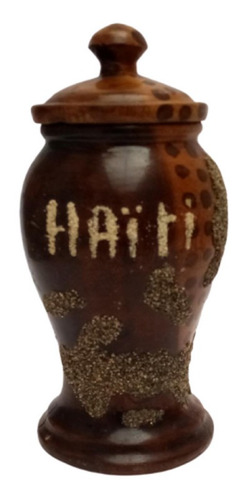 Jarron De Madera Arte Haiti Adorno Casa Decoracion Hogar 17c