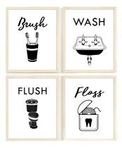 Comprar Set X4 Cuadros Nórdicos Para Baño 18x24 Completos Con Vidrio