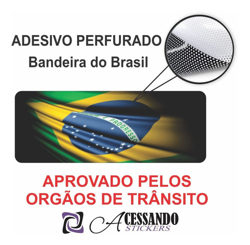 Imagem 4 de 6 de Adesivo Perfurado Carros Bandeira Brasil Vidro Peq 15x30 Cm