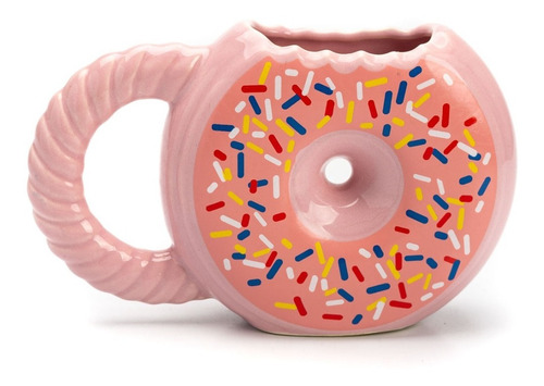 Caneca Donuts Rosquinha Rosa Decorada Cerâmica 3d 400 Ml 