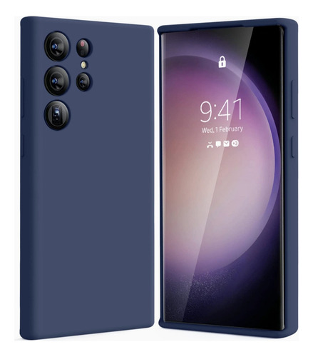 Case Funda Soft Premium Azul Para Samsung S22 Ultra + Micas