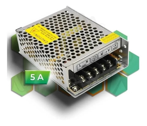 Imagen 2 de 7 de Fuente Switching Metal 12v - 5amp Tira Led Cctv Trafo