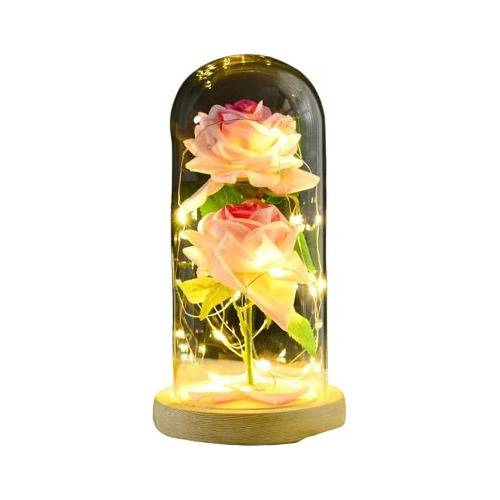 Flor Rosa Natural Eterna Premiun Luz Led Ideal Para Regalo