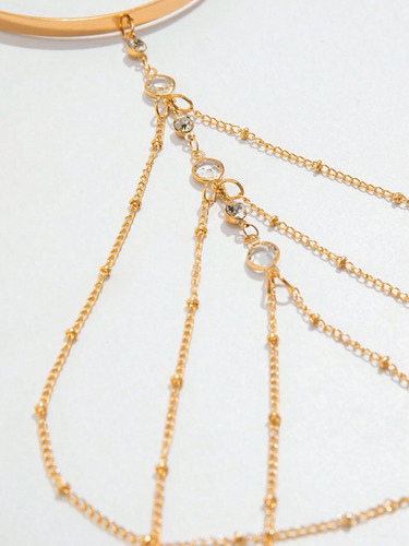 Brazalete Ajustable Con Cadena Dorado 9 Cm 9 Cm