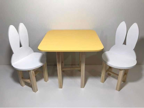 Imagen 5 de 9 de Mesa Infantil Y Sillas Con Orejitas