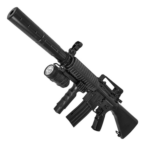 Imagen 6 de 10 de Rifle Airsoft M16 Spring Resorte 6 Mm Laser Linterna Balines