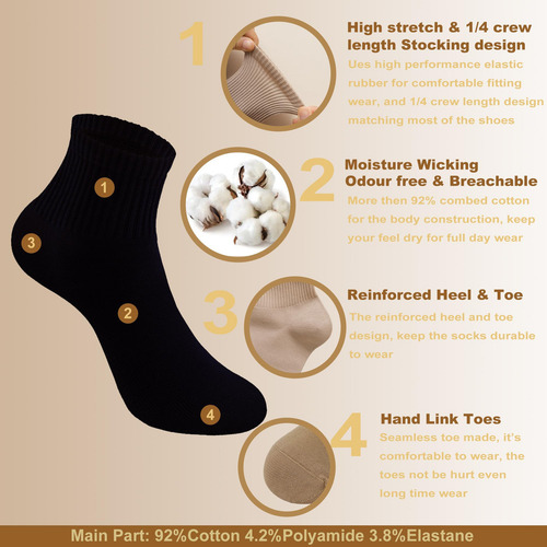 Calcetines De Algodón Para Mujer, 5 Pares Atléticos