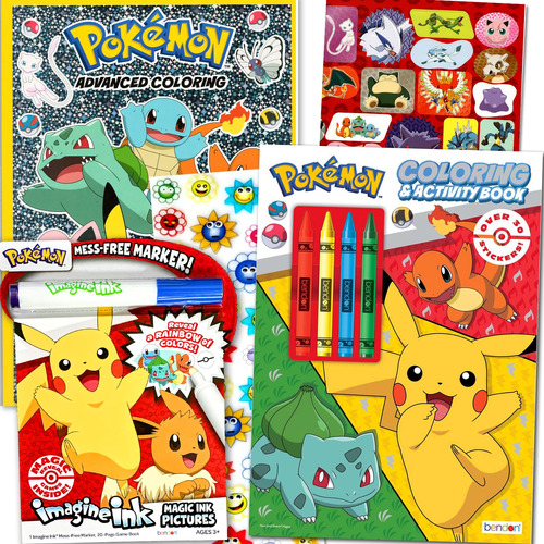 Set De Libros Para Colorear Pokémon Para Niños Con Juegos, R