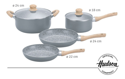 Imagen 2 de 10 de Set Bateria Linea Granito Hudson Con Antiadherente 6 Piezas