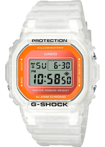 Relógio Casio G-shock Unissex Dw-5600ls-7dr Cor da correia Transparente Cor do bisel Transparente Cor do fundo Cinza