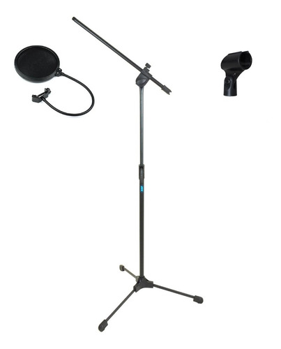 Pedestal P/ Microfone Retrátil + Cachimbo + Popfilter Kit