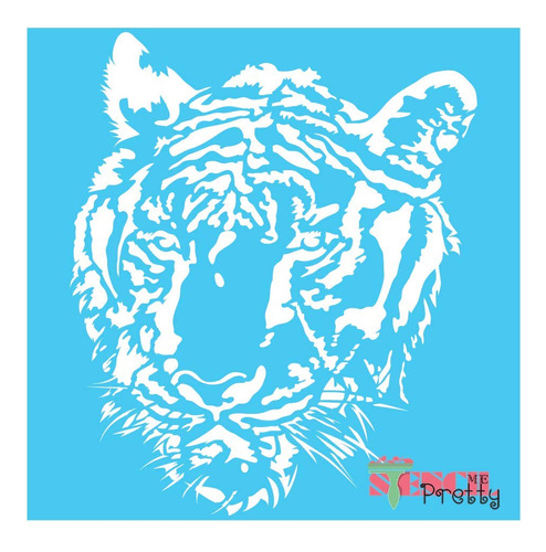 Plantilla Cara Tigre Rustico Arte Pared Diy Dibujo Craft