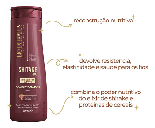 Shampoo Shitake Bio Extratus 350ml Reconstrução Nutritiva