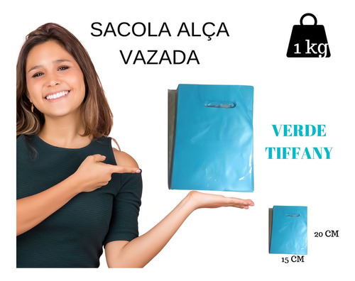 Sacola Boca De Palhaço -1 Kg Cor VERDE TIFFANY 15x20