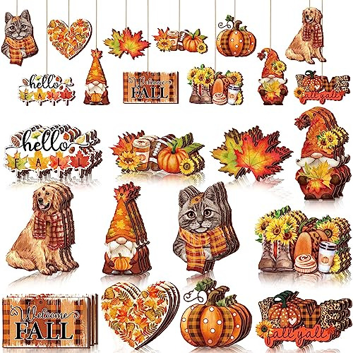 36 Piezas De Ornamentos De Madera Árboles De Otoño