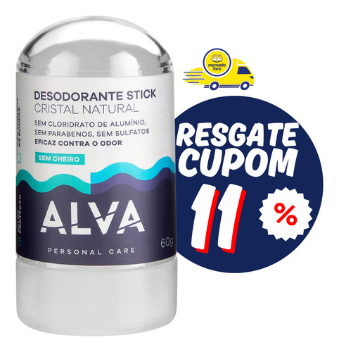 Desodorante Stick Alva 60g Cristal Importado Sem Alumínio