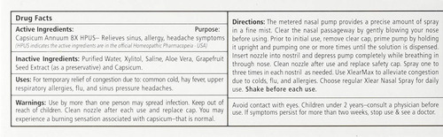 Xlear Max Homeopática Saline Nasal Spray Con Capsicum, 1,5 F