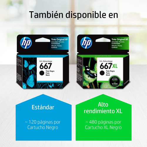 Imagen 4 de 9 de Cartucho Tinta Hp 667 Negro 1275 2374 2375 2376 2775 6475