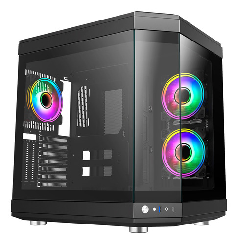 Gabinete Gamer Unreal Liketec Dark Cube Desing Sem Fans Matx