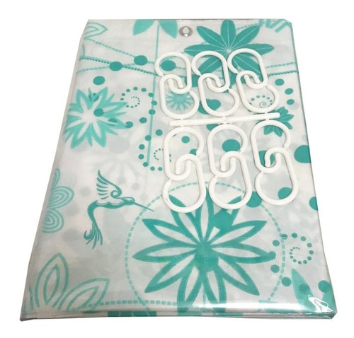 Imagen 2 de 6 de Cortina Para Baño 1.80x1.80 Mts Flores 12 Ganchos Silmar