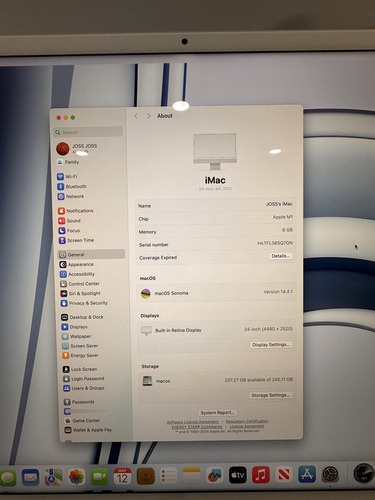 iMac 24 M1 (2021) Ram 8gb Ssd 256gb Plateado Open Box (Usado)