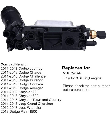 Imagen 2 de 4 de Enfriador De Aceite Completo Jeep Doge Ram Journey Cherokee