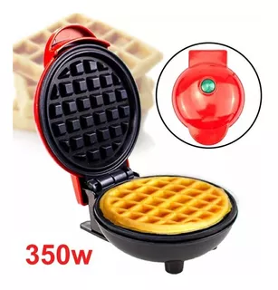 Wafflera Portátil Eléctrica Antiadherente / Rojo / 350w