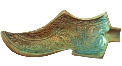 Antiguo Cenicero Personal Bota Zapato De Bronce Tallado