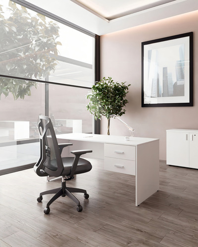 Mesa Escritorio Oficina + Cajonera Melamina - Piani 21 120cm Color Teka