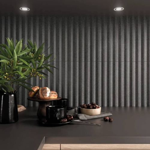 Wow Ceramica Stripes Graphite Stone Pared Relieve 7.5x30