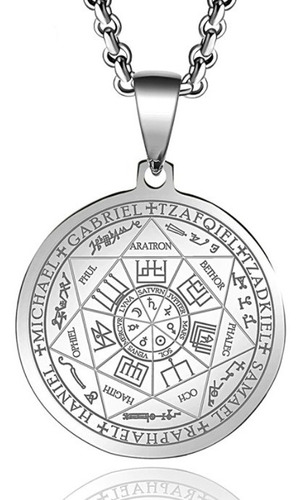 Collar Cadena Siete Arcangeles Amuleto Sello Acero Astrolog 