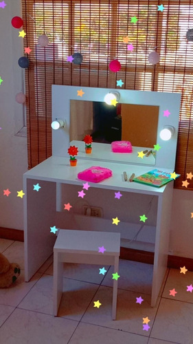 Mueble Tocador  Con Espejo Infantil Estilo Hollywood