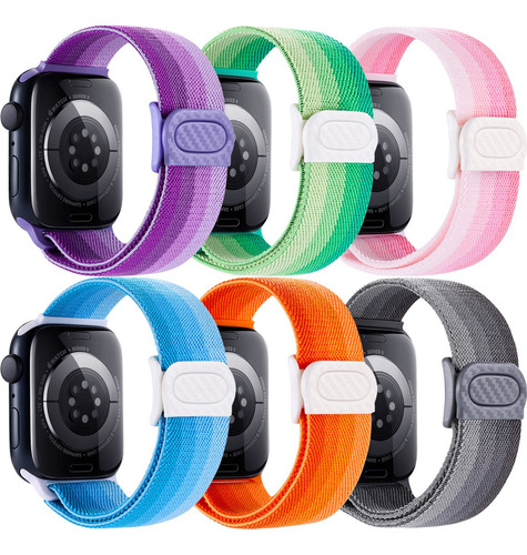 6 Correas Tejido Elástico Para Apple Watch Iwatch Se 9 8 7 6