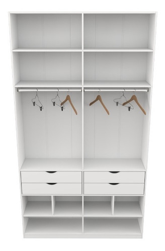Armário Arara Gaveta Sabrina M2 100% Mdf Closet Roupeiro Cor Branco