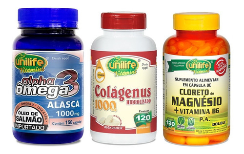 Ômega 3 Alpha + Colágeno Hidrolisado + Cloreto Unilife