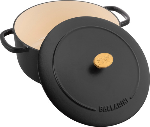 Cocotte Ballarini 22cm, De Hierro Fundido, 22 Cm, 3 Lts Color Negro