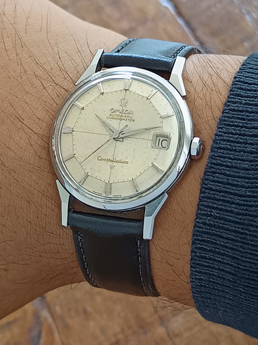 Relógio Omega Constellation Pie Pan Em Aço Preto Prateado Branco (Usado)