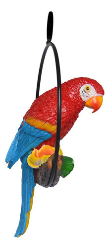 Percha De Estatua De Loro Artificial De Resina Colgante Una