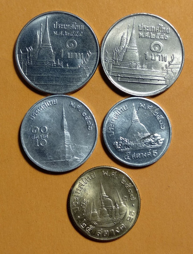 Lote X 5 Monedas Tailandia. Usadas!!!!