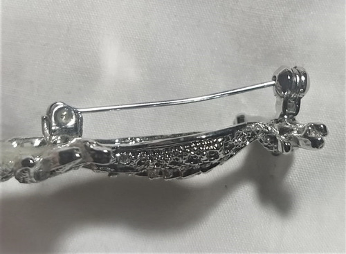 Prendedor Pavo Real Metal Con Piedras Bellisimo Plateado (Usado)