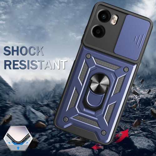 Funda Anillo Cubre Cámara + Templado Para Moto G05 / E15 Azul Reforzada Anillo V3
