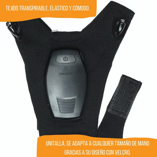 1par Guantes Con Luz Led Recargable Seguridad Nocturna