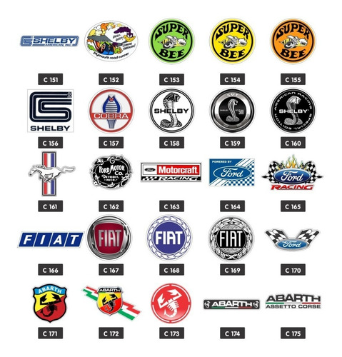 Adesivos Marcas Carros Variadas 50un