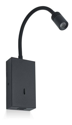 Imagen 1 de 6 de Aplique Pared Velador Led Negro 3w Iluminación 4006602