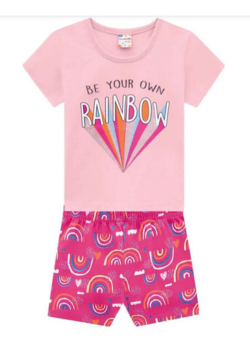 Imagem 1 de 1 de Conjunto Infantil Menina Be Your Own Rainbow Rosa Brandili