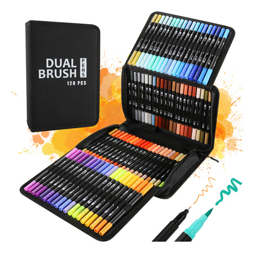 Rotuladores W-100 Colores Con Bolígrafo De Acuarela, Doble P