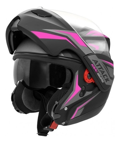 Capacete para moto  multi-modular Pro Tork Attack  HSA  preto e rosa attack hsa tamanho 60 