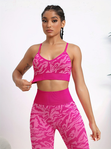 Vestido De Yoga Con Estampado De Camuflaje Rosa Para Mujer,