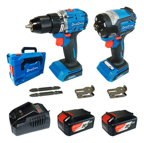 Taladro Percutor Y Llave De Impacto Dongcheng Dckit26ek Bl